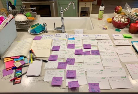 Notes from building Crisis to Connected on Kerry’s kitchen island